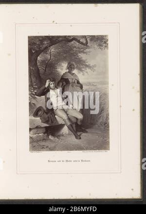 Fotoreproductie van een schilderij van AG von Ramberg, voorstellend Hermann en zijn moeder onder een perenboom Hermann und die Mutter unter'm Birnbaum (titel op object) Parte dell'album con riproduzioni fotografiche di dipinti di A.G. von Ramberg per lavorare 'Hermann und Dorothea' J.W. von Goethe. Produttore : fotografo: Franz Hanfstaengl (proprietà in elenco) di Arthur Georg von Ramberg (edificio in elenco) Editore: G. Grote'schen Verlagsbuchhandlung (proprietà in elenco) Luogo fabbricazione: Berlino Data: 1871 - 1872 caratteristiche Fisiche: Albumen materiale di stampa: Tecnica della carta: Albumen stampa dimensioni Foto Stock