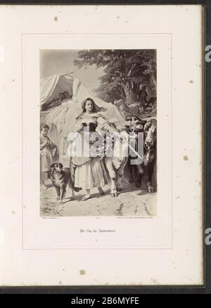 Fotoreproductie van een schilderij van AG von Ramberg, voorstellend Dorothea en een stoet vluchtelingen Der Zug der Auswanderer (titel op object) Parte dell'album con riproduzioni fotografiche di dipinti di A.G. von Ramberg per lavorare 'Hermann und Dorothea' J.W. von Goethe. Produttore : fotografo: Franz Hanfstaengl (proprietà in elenco) di Arthur Georg von Ramberg (edificio in elenco) Editore: G. Grote'schen Verlagsbuchhandlung (proprietà in elenco) Luogo fabbricazione: Berlino Data: 1871 - 1872 caratteristiche Fisiche: Albumen materiale di stampa: Tecnica della carta: Albumen dimensioni di stampa: H 285 mm × Foto Stock
