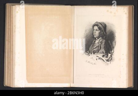 Fotoreproductie van een tekening, voorstellende een portret van een kind met een hoed Fotoreproductie van een tekening, voorstellende een portret van een ket een hoed Object Type : fotomechanische afdruk reproductie bladzijde Objectnummer: RP-F-2001-7-778-11 fabbricante: Königlich nérachenkéteenekeich: ca. 1878 - in di voor 1883 Materiale: Papier Techniek: Eliogravure dimensioni: Pent: H 145 mm × b 122 mm Oggetto: Childhead-gear: Hat Foto Stock