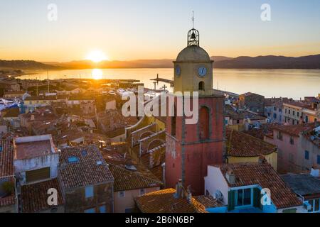 Francia, vista aerea del porto di St Tropez Foto Stock