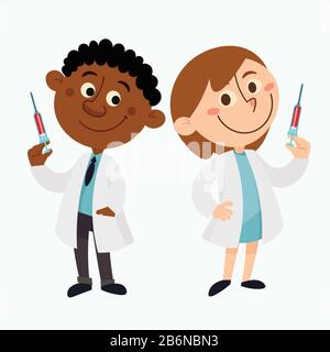 Medicina persone carattere. Illustrazione del concetto medico e sanitario Illustrazione Vettoriale