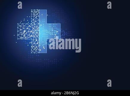 La scienza astratta della salute consiste in salute più tecnologia digitale concetto di moderna tecnologia medica, Trattamento, medicina su hi tech futuro sfondo blu Illustrazione Vettoriale