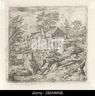 Gehucht tegen een berghelling borgo su una collina tipo di proprietà: Foto numero articolo: RP-P-OB-50.299Catalogusreferentie: Hollstein Dutch 17-2 (4) Descrizione: Vista di edifici in legno su un pendio. In primo piano, un flusso di meandering con massi e diversi tronchi di albero su chiunque. Produttore : stampatore: Allaert di Everdingen (indicato sull'oggetto) Luogo di produzione: Paesi Bassi Data: 1631 - 1675 caratteristiche Fisiche: Acquaforte e secco materiale: Carta Tecnica: Dimensioni incisione: Bordo lastra: H 103 mm × W 108 mm Oggetto: Villaggio (+ città (-paesaggio) con cifre, personale) Foto Stock
