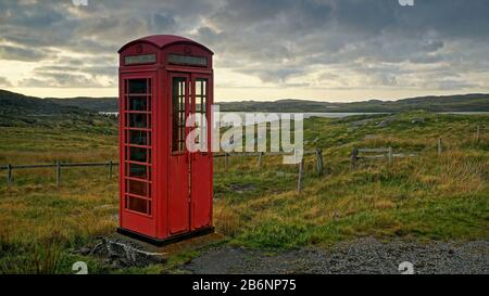 Europa, Schottland, Grossbritannien, Inghilterra, Landschaft, Rote Telefonzelle, Foto Stock