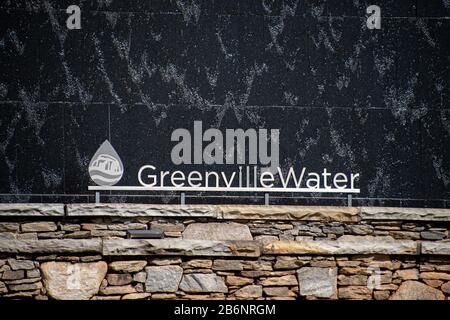 La fontana d'acqua Greenville si trova nel centro cittadino Foto Stock