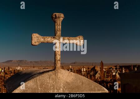 Pampa Union ex ufficio cimitero ex ufficio Pampa Union, deserto di Atacama, Cile settentrionale Foto Stock