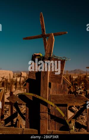 Pampa Union ex ufficio cimitero ex ufficio Pampa Union, deserto di Atacama, Cile settentrionale Foto Stock