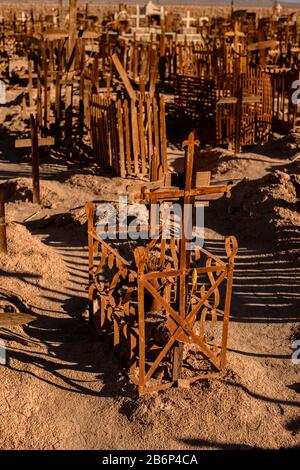 Pampa Union ex ufficio cimitero ex ufficio Pampa Union, deserto di Atacama, Cile settentrionale Foto Stock