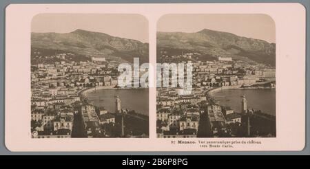 Vista di Monaco. Vue panamique montepremi du château Fresh Monte Carlo (oggetto del titolo) Tipo Di Proprietà: Immagine stereo numero articolo: RP-F 00-9137 Iscrizioni / marchi: Numero, recto, stampato: '92'opschrift, recto, stampato:' NPG' fabbricante : fotografo: Foto Neue Gesellschaft (proprietà elencate) Fabbricazione Del Luogo: Monaco Data: CA. 1900 - ca. 1910 Materiale: Carta di cartone tecnica: Gelatina argento dimensioni di stampa: Supporto secondario: H 88 mm × W 179 mm Oggetto: Vista della città in generale; 'Veduta' Foto Stock