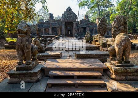 Tempio Di Preah Khan Vicino Ad Angkor Wat In Cambogia Foto Stock
