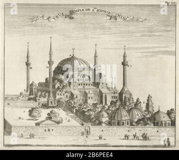 Gezicht op de Aya Sophia te Istanbul Veue du Temple de Ste Sophie AV Midi (titel op Object) Stampa a destra etichettato: Pag. 175. Produttore : stampatore Jan Luyken (edificio elencato) Editore: Veuve Damien Foucault Editore: Pierre RocoletPlats fabbricante: Stampatore: Amsterdam Editore: Parigi Editore: Parigi Data: 1681 caratteristiche Fisiche: Acquaforte materiale: Tecnica della carta: Acquaforte dimensioni: Foglio: H 133 mm × W 158 mmToelichtingIllustratie incluso in: GRELOT Guillaume Joseph. Nouvelle Relation d'un voyage de Constantinopoli. Parigi: Pierre Rocolet e mer. Damien Foucault 1681. Oggetto: Churc Foto Stock