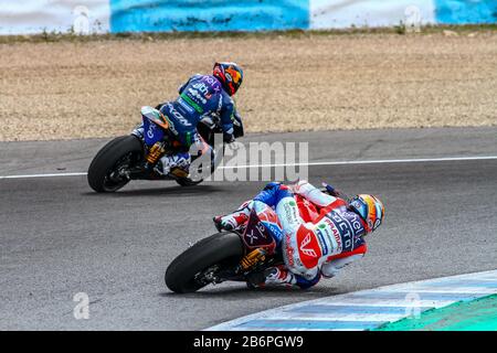 15 Alex DE ANGELIS, 38 Bradley SMITH, test invernale moto e, Jerez marzo 11th, Spagna Foto Stock