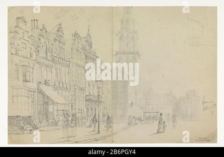 Gezicht op de Grote Markt a Groningen Visualizza il Grote Markt a Groningen Tipo Di Proprietà: Disegno numero Oggetto: RP-T-2002-71-R Iscrizioni / marchi: Timbro studio in basso a destra, destra: '10 ago '83'annota, in basso a destra, in alto a Groningen' fabbricante : artista Willem de Haas HemkenPlatats fabbricazione: Groningen Data: Ago 10 1883 Caratteristiche Fisiche: Matita materiale: Matita carta dimensioni: H 337 mm × W 511 mmOnderwerp Foto Stock