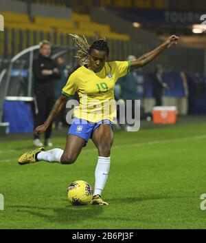 Calais, Francia. 10th Mar, 2020. VALENCIENNES, FRANCIA. Mar 10th: 20200310 Calais, Francia : Il brasiliano Ludmila (19) nella foto durante la partita di calcio femminile tra le squadre nazionali del Brasile e del Canada il terzo e ultimo giorno di incontro del Tournoi de France 2020, un prestigioso torneo di womensemble amichevole nel Nord della Francia, martedì 10 marzo 2020 a Calais, Francia . Photo SPORTPIX.BE | DIRK VUYLSTEKE Dirk Vuylsteke/SPP-Sportpix Credit: SPP Sport Press Photo. /Alamy Live News Foto Stock