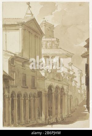 Gezicht op de Magdalena-kerk in de strada San Donato te Bologna Vista dalla pittoresca casa sulla Chiesa di Magdalena in strada San Donato a Bologna. Produttore : artista Gaetano Gandolfi datazione: 18 giugno 1767 caratteristiche Fisiche: Schizzo in grafite o gesso nero, penna e pennello in materiale marrone: Carta grafite gesso tecnologia inchiostro: Dimensioni penna / pennello: H 326 mm × W 225 mm Oggetto: Chiesa (esterno) nomi di edifici storici, siti, strade, ecc. (CHIESA DELLA MADALENA) nomi streetgeografici di paesi, regioni, montagne, fiumi, ecc. (ITALIA) nomi di città e villaggi Foto Stock