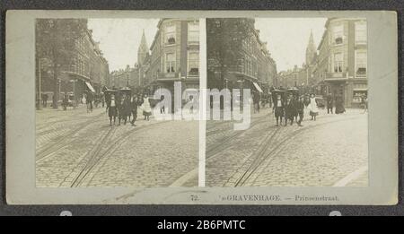 Gezicht op de Prinsestraat in Gravenhage- Prinsenstraat (Titel op Object) Vista del Principe nella Gravenhage dell'Aia.- Prinsestraat (title Object) tipo Di Proprietà: Immagine stereo numero articolo: RP-F F12174 Iscrizioni / marchi: Numero, recto, stampato: '72 .' Produttore : fotografo: Anonymous location manufacture: The Hague Data: 1882 - 1920 Materiale: Carta di cartone Tecnica: Gelatina argento pressione dimensioni: Supporto secondario: H 75 mm × W 150 mm Oggetto: Street Urban Housing dove: Prinsestraat Foto Stock