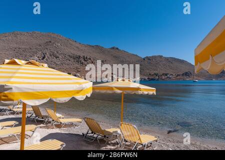 Pedhi Beach Symi Città Grecia Foto Stock