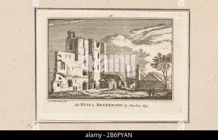 Ammira le rovine del castello di Brederode Santpoort-South vicino a Haarlem, la situazione intorno al 1695. Produttore : stampatore: Abraham Rademaker (proprietà in elenco) Fabbricazione Del Luogo: Amsterdam Data: 1725 - 1803 Materiale: Carta Tecnica: Acquaforte / engra (processo di stampa) dimensioni: Bordo della lastra: H 83 mm × W 113 mmToelichtingPrent usato anche in: Rademaker, Abraham. Cabinet olandese outheden e volti: Costante contenuta in 300 banche (...). 2 parti. Amsterdam: Willem Barents, 1725, vol. 1, malato. 48. Dopo il 1725, questo post ancora pubblicato in varie riedizioni, pubblicato nel 1727-1733, 1770-1771 e 1792-1803. Quale Foto Stock