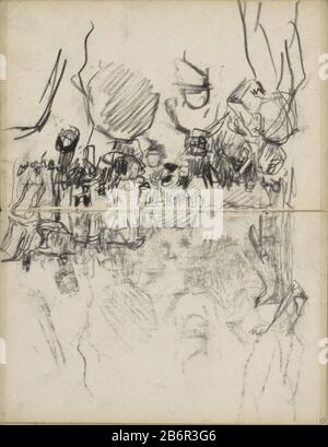 Gezicht op een druk Rokin te Amsterdam Visualizza un'affollata Rokin Amsterdam. Pagina 37 e pagina 38 di un libro con 46 lame realizzato ad Amsterdam. Produttore : artista George Hendrik Breitner Luogo fabbricazione: Amsterdam Data: 19 dic 1900 caratteristiche Fisiche: Gesso nero materiale: Gesso carta Note Inger sono molte persone che camminano in connessione con la visita Paul Kruger allo stad. Oggetto: Street (+ città (-paesaggio) con figure, staff) visita edilizia urbana di Paul Kruger ad Amsterdam (1900) Quando: 1900-12-19 - 1900-12-19 Foto Stock