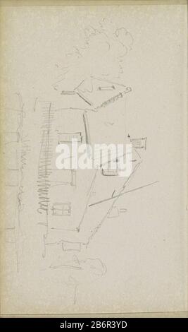 Gezicht op een gebouw Vista di un tipo di oggetto di costruzione: Foglio di Sketchbook numero articolo: RP-T 1996-10-24 (F) Descrizione: Vista di uno, possibilmente due edifici. Su entrambi i lati degli alberi. Foglio 24 verso di uno sketchbook con 69 lame realizzate vicino Delft, Rotterdam, Oudewater e Harlingen. Produttore : artista: Adrian Evers Place prodotto: Netherlands Data: CA. 1828 - 1897 caratteristiche Fisiche: Matita materiale: Carta Soggetto matita casa Foto Stock