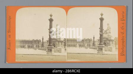 Gezicht op het Place de la Concorde te Parijs France au Stereoscope (seriettel) Vista Di Place de la Concorde in Paris France au stereoscope (titolo della serie) Tipo Di Proprietà: Immagine stereo numero articolo: RP-F F05163 Iscrizioni / marchi: Iscrizione vero, scritto a mano: 'Place Concorde Paris' Produttore : fotografo: Charles Gérard (indicato sull'oggetto) Luogo di fabbricazione: Paris Incontri: CA. 1850 - ca. 1875 Materiale: Carta di cartone Tecnica: Pressione di albumina dimensioni: Supporto secondario: H 85 mm × W 170 mm Oggetto: Scultura quadrata, luogo, circo, ecc.. Foto Stock