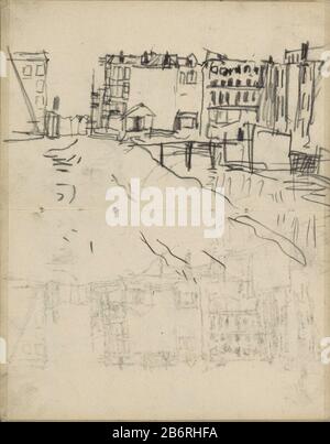 Gezicht te Amsterdam, mogelijk het Rokin Faccia ad Amsterdam, Rokin possibile. Pagina 60 e pagina 61 di uno sketchbook con 45 pale realizzate a Schwerin e Amsterdam. Produttore : artista George Hendrik Breitner Fabbricazione A Partire Da: Amsterdam Data: CA. 1892 - 1923 caratteristiche Fisiche: Gesso nero materiale: Carta Soggetto gesso: Urbano abitazione strada dove: Rokin Foto Stock