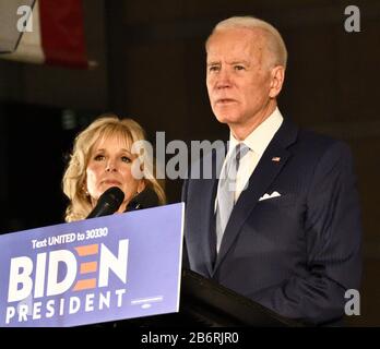 Philadelphia, PA, USA - 10 MARZO 2020: Joe Biden Consegna Primary Night Note al National Constitution Center. Foto Stock