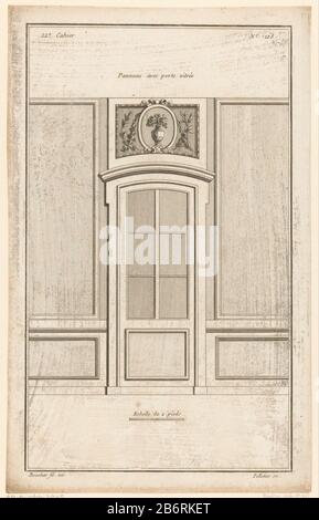 Decorazione a parete con porta in vetro e su ogni pannello laterale. Sul pannello laterale superiore con un fiore in vaso in un ovale, e viti. Numero Di Stampa 128. Produttore : stampatore Jean Pelletier (proprietà in elenco) Designed by: Juste Nathan François Boucher (edificio in lista) Editore: Charles le Père & Pierre-Michel AvaulezPlats fabbricante: Paris Data: 1772 - 1779 caratteristiche Fisiche: Acquaforte e engra materiali: Carta Tecnica: Acquaforte / engra (processo di stampa) Misure: Bordo della lastra: H 326 mm × W 205 mmToelichtingPrent due di una serie di zes. Oggetto: Pannellatura di fiori in vaso Foto Stock