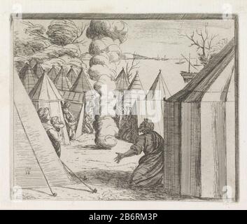 Dio appare a Mosè come una colonna di fumo in un campo di tenda. Mosè si inginocchia davanti alla sua tenda. Produttore : stampatore: Orazio Borgianni (proprietà in elenco) a murale: Rafael Place produzione: Stampatore: Italia A murale: Vaticano Data: 1615 caratteristiche Fisiche: Materiale di incisione: Tecnica della carta: Incisione dimensioni: Bordo della piastra: H 151 mm × W 185 mmToelichtingPrent una serie di 52 stampe a dipinti nella Loggia di Raffaello in Vaticano. Soggetto Dio scende nella colonna di nuvola alla porta del Tabernacolo e rimprovera Aaronne e Miriam Foto Stock