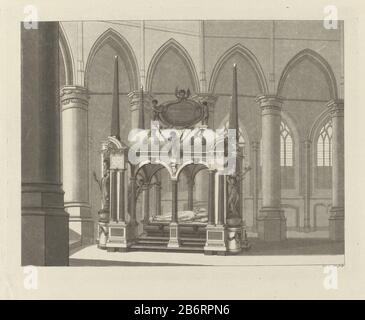 Graftombe van Willem i, prins van Oranje, 1623 tomba o mausoleo di Guglielmo i nella Nieuwe Kerk di Delft, completata nel 1623. Vista dal lato con l'immagine delle prins reclinabili. Produttore : printmaker: Johannes Cornelis Zürcher (Proprietà elencata) Fabbricazione Del Luogo: Northern Netherlands Data: CA. 1809 - 1871 caratteristiche Fisiche: Acquaforte e acquatinta materiale: Carta Tecnica: Acquaforte / acquatinta dimensioni: Bordo della lastra: H 225 mm × W 291 mmToelichtingDe qui il titolo citato si riferisce al titolo più alto ottenuto del soggetto, non necessariamente al titolo che porta il ritratto Foto Stock