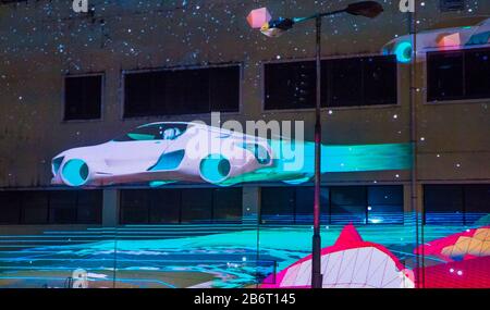 Proiezione spettacolo a Yat Yuen Canidrrome a Macau durante il festival annuale della luce di Macau Foto Stock