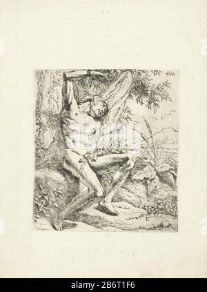 H Sebastiaan il San Sebastiano con una freccia sul suo fianco si appoggia contro un vecchio boom. Produttore : print maker: Leendert van der Cooghennaar own design: Leendert van der CooghenPlaats manufacturing: Haarlem Data: 1665 caratteristiche Fisiche: Materiale di incisione: Tecnica della carta: Dimensioni di incisione: Bordo della lastra: H 127 mm × W 114 mm Soggetto: Santi femminili (CON NOME) - martirio , sofferenza, sfortuna, morte o santa femmina Foto Stock