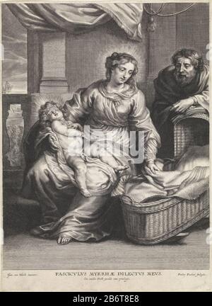 Heilige Familie il bambino di Cristo è dentro il grembo di Maria che batte indietro la coperta. Giuseppe si appoggia A Chi: G. Nel margine una didascalia nel Latijn. Produttore : printmaker, Paul Pontius (Proprietà elencata) Designed by Jan van den Hoecke (edificio elencato) Editore: Carolus van der Stock (Proprietà elencata) fornitore di privilegio: Sconosciuto (elencato sull'oggetto) Fabbricazione Del Luogo: Anversa Data: 1616 - 1657 caratteristiche Fisiche: Materiale dell'automobile: Tecnica della carta: Engra (processo di stampa) dimensioni: Bordo della lastra: H 340 mm × L 248 mm Soggetto: Sacra Famiglia, e rappresentazione derivata Foto Stock