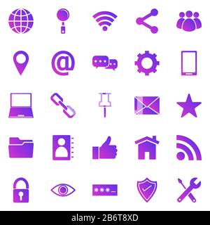 Icone di gradiente Internet su sfondo bianco, vettore stock Illustrazione Vettoriale