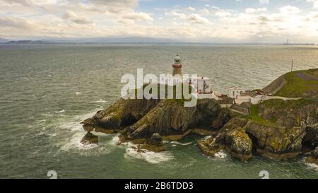 Veduta Aerea Del Faro Di Baily, Howth North Dublin Foto Stock