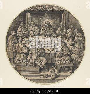 Het Laatste Avondmaal De Ronde Passie (seriettel) The Last Evening Ground Round Passion (series title) Property Type: Picture Item number: RP-P-OB-2257Catalogusreferentie: Hollstein Dutch 67-2Steinbart 20Bartsch 24Opmerking: Copy Description: From series of dodici prints, framing cut. Cristo al tavolo con i suoi dodici discelen. Produttore : stampatore Jacob Cornelisz. Di Oostsanen (indicato sull'oggetto) da stampare da: Albrecht Dürer Fabbricazione Del Luogo: Paesi Bassi Data: Dal 1517 al 1533 caratteristiche Fisiche: Legno blocco materiale: Carta Tecnica: Legno blocco dimensioni: Foglio: Foto Stock