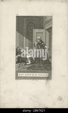Het Kind en de schaar Het Kind en de schaar (titel op Object) un bambino si è fatto male con le forbici e mostra il suo dito al suo moeder. Produttore : printmaker, Noah van der Meer (II) (edificio elencato) to drawing: Jacobus Compra (edificio elencato) editor: Johannes Allart (Proprietà elencata) Fabbricazione Del Luogo: Amsterdam Data: 1777 caratteristiche Fisiche: Materiale di incisione: Tecnica della carta: Dimensioni di incisione: Bordo della lastra: H 248 mm × W 158 mmToelichtingPrent at: Gellert, Christian Fürchtegott . Favole e racconti. 3 parti. Amsterdam: Pieter Meyer, 1772-1774. Oggetto: Attrezzi, ausili, attrezzi  artigianato e dentro Foto Stock