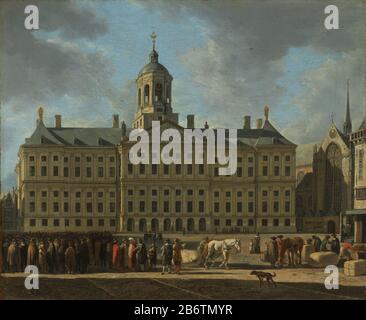 Het stadhuis op de Dam ad Amsterdam Het stadhuis op de Dam te Amsterdam, SK-A-34 City Hall in Piazza Dam ad Amsterdam, la parte destra della Nuova Chiesa e del Waag. Produttore : Pittore Gerrit Adriaensz. Berckheyde Data: 1672 caratteristiche Fisiche: Olio su tela materiale: Tela olio dimensioni: H 33.5 cm. B × 41,5 cm. Dimensioni con lista: H 47 cm. B × 53,5 cm. D × 8 cm. Oggetto: Municipio dove: Municipio di Amsterdam (1655-1808) Chiesa di New Venture sulla destra e diga Foto Stock