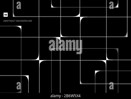 Ripetizione astratta bianca che interseca le linee geometriche sovrapposte su sfondo nero. Illustrazione del vettore Illustrazione Vettoriale