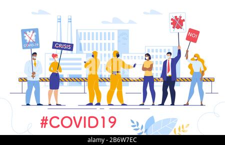 Covid19 Rischio Di Esplosione E Crollo Industriale Illustrazione Vettoriale