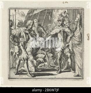 Illustratie voor de Decamerone van Boccaccio Illustrazione per il Decameron di Boccaccio, storia XVIII Il conte di Angers bacia la mano del re di Frankrijk. Produttore : stampatore: Romeyn de Hooghe a proprio disegno: Romeyn de Hooghe (attribuito a) Luogo fabbricazione: Paesi Bassi Data: 1697 caratteristiche Fisiche: Materiale di incisione: Tecnica della carta: Incisione dimensioni: Bordo della lastra: H 76 79 mm × b mmToelichtingIllustratie per: Contes et nouvelles The Bocace Florentin. Fiera libre, 2 parti, Amsterdam, George Gallet, 1697. Edizioni successive delle stesse illustrazioni del 1699, 1702, 1732 Foto Stock