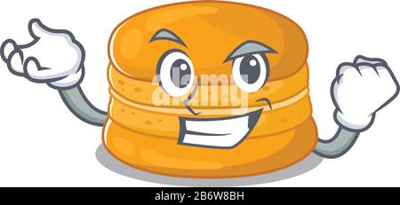 Cartoni animati di macaron arancione stile carattere con faccia felice Illustrazione Vettoriale