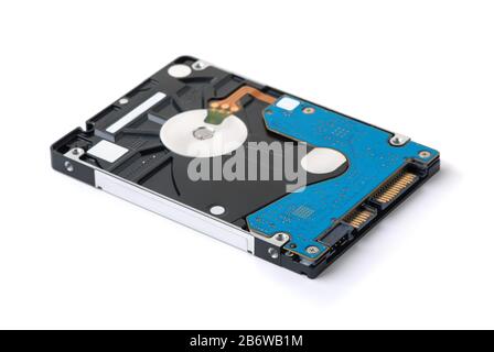 Unità disco rigido interna del computer portatile isolata in bianco Foto Stock