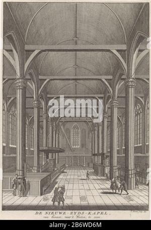 Interieur van de Nieuwezijds Kapel van Amsterdam, gezien naar het westen La Cappella Nieuwezijds interno Amsterdam con vista sul punto di uscita, visto a ovest. In primo piano alcuni churchgoers. La stampa ha un'impronta olandese. Produttore : printmaker Jan Goeree (listed building) supervisione: Jan Goeree (listed property) Luogo di produzione: Amsterdam Data: 1680 - 1731 caratteristiche Fisiche: Engra e materiale di incisione: Tecnica della carta: Engra (processo di stampa) / dimensioni di incisione : foglio: H 253 mm × W 172 mmToelichtingMogelijk dalla collezione delle più belle visioni di Amsterdam settanta nove immagini. Foto Stock