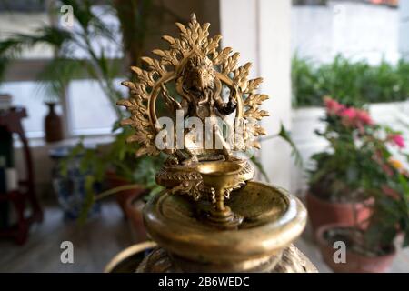 Statua della divinità indù. Pokhara, Nepal Foto Stock