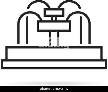 icona fontana di linea sottile nera isolata su bianco Illustrazione Vettoriale