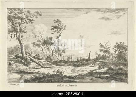 Jager in een landschap te Eext in Drenthe (titel op object) Landschappen (A-F) (seriettel) Hunter in a landschapte Eext Drenthe (title object) Paesaggi (AF) (series title) Property Type: Print Serial Number: 1 / 6Objectnummer: RP-P-1878-A-984Catalogusreferentie: Hippert & Linnig 1Note: Nella stampa H & L erroneamente intitolata for Rent in Drenthe collection Rijksmuseum 3 (3) Nota 3 dichiara nella collezione del Rijksmuseum etichettatura / marchio: Collector's mark, verso, timbrato: Lugt 2228 fabbricante : printmaker: CAREL Lodewijk Hansen (proprietà in elenco) Luogo produzione: Paesi Bassi Data: 1780 - 184 Foto Stock