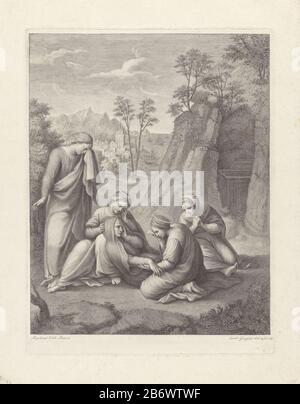 Johannes de Evangelist en de Maria bij het graf van Christus Landscape con Giovanni Evangelista e il lutto di Maria alla tomba di Christus. Produttore : stampatore Carlo Gregori (proprietà in elenco) da disegnare: Carlo Gregori (proprietà in elenco) da dipingere: Raffaello (proprietà in elenco) Fabbricazione Del Luogo: Italia Data: 1759 caratteristiche Fisiche: Materiale per auto: Tecnica della carta: Engra (processo di stampa) dimensioni: Bordo della lastra: H 371 mm × W 288 mm Oggetto: Vergine Mariathe apostolo Giovanni Evangelista; attributi possibili: libro, calderone, calice con serpente, aquila, palma, scroll Foto Stock