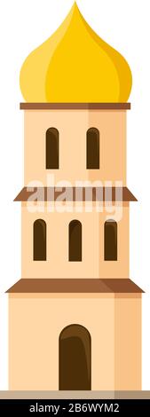 Edificio con tetto giallo, illustrazione, vettore su sfondo bianco. Illustrazione Vettoriale