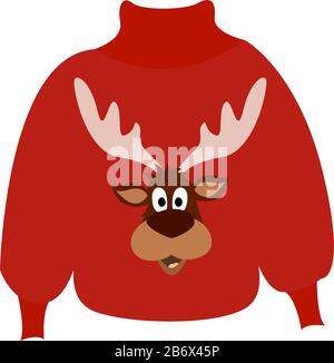 Maglione di Natale, illustrazione, vettore su sfondo bianco. Illustrazione Vettoriale